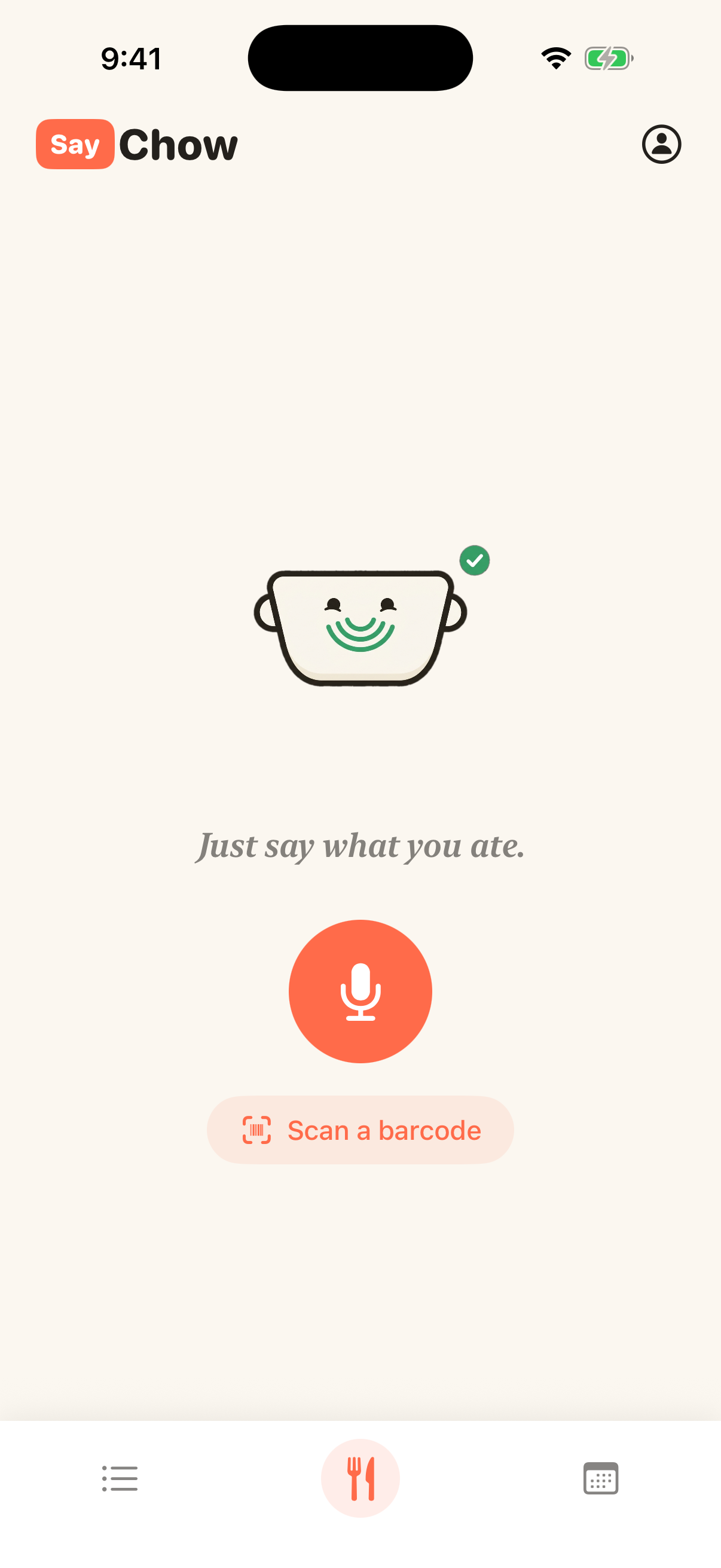 SayChow voice logging screen